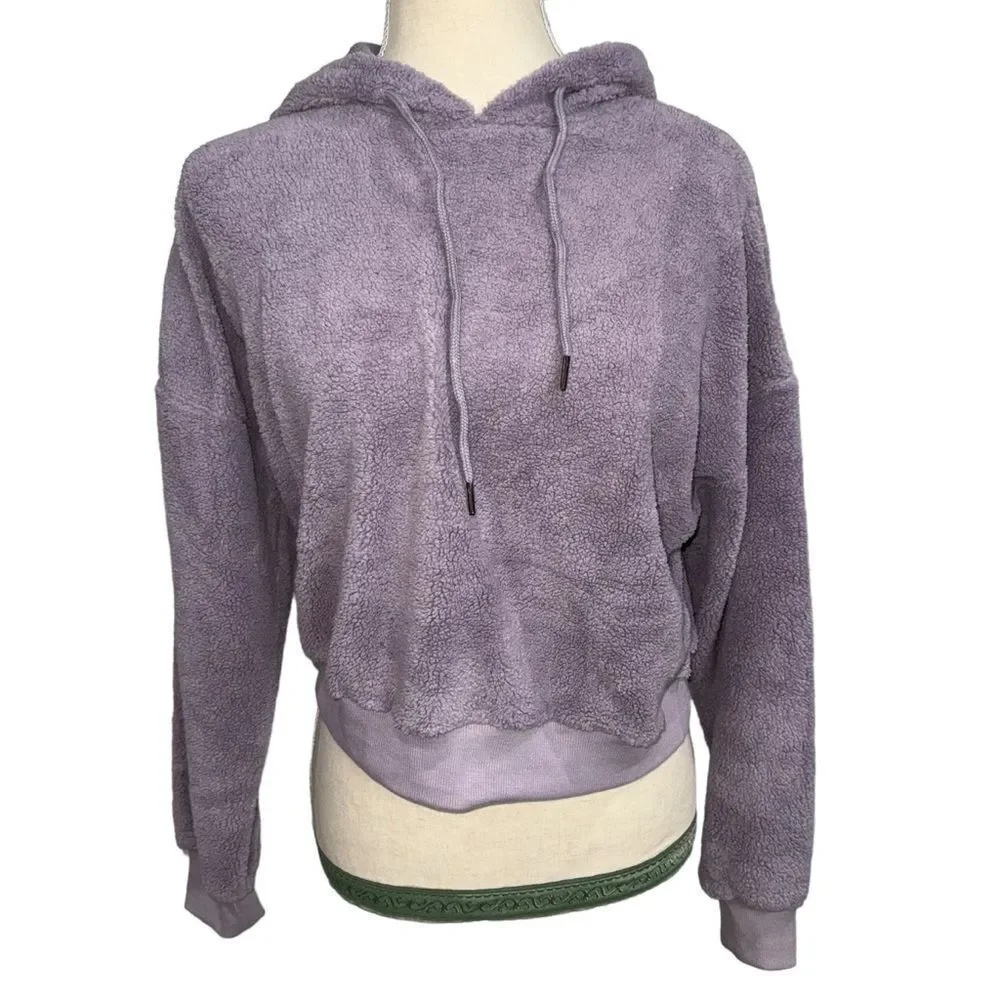 NWT Adore me Solid Purple Lounge cropped hoodie size L long sleeve drawstring